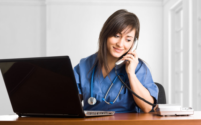 Nurse talking on the phone